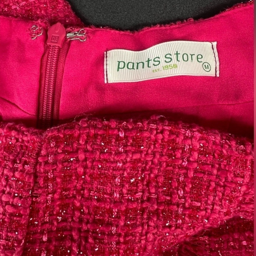 Pant’s Store Hot Pink Chic High Waisted Tweed Shorts With Fringe Size Medium M - Picture 4 of 10